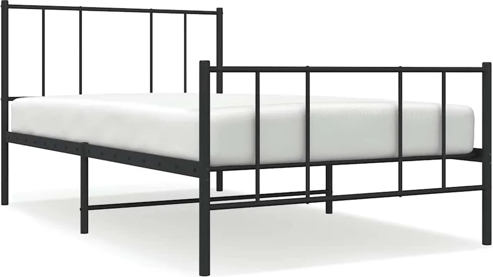 vidaXL fekete fém ágykeret fej- és lábtámlával 90 x 190 cm