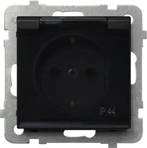 Ospel Sonata fekete fröccsenő víz elleni aljzat (+0) Schuko GPH-1RS/m/33/d