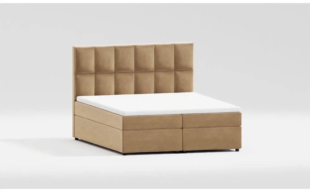Okkersárga ágyneműtartós boxspring ágy 140x200 cm Flip – Ropez