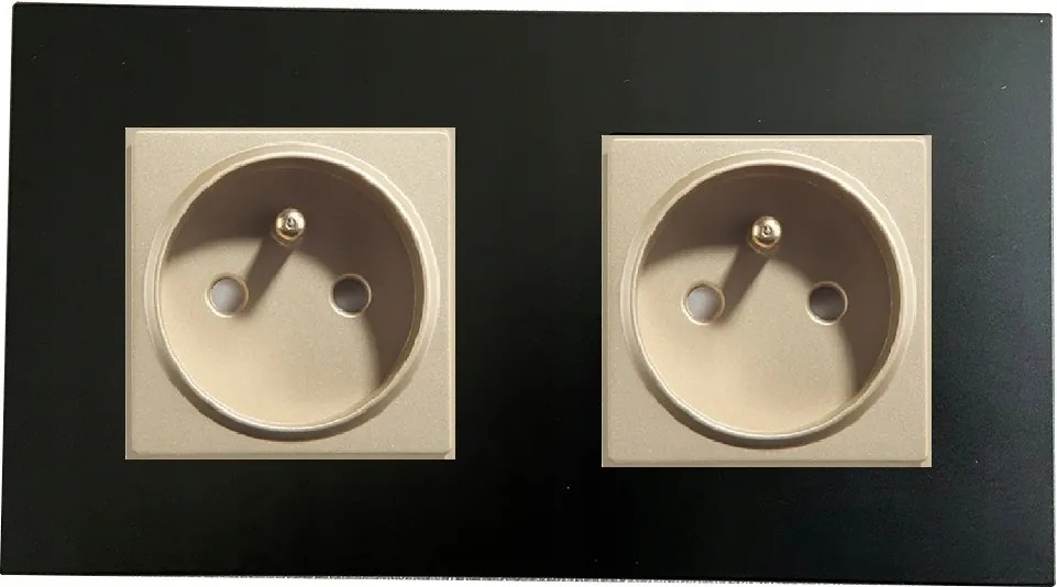 Elektromos Aljzat 16A Dupla Keret 157mm Műanyag Fekete-arany