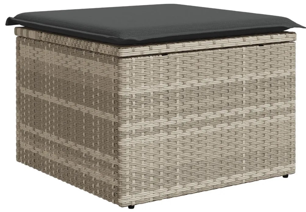 4 részes kert kanapé szett párnákkal, világosszürke, poli rattan, 2 személyes kert kanapé párnákkal, szürke, poli rattan