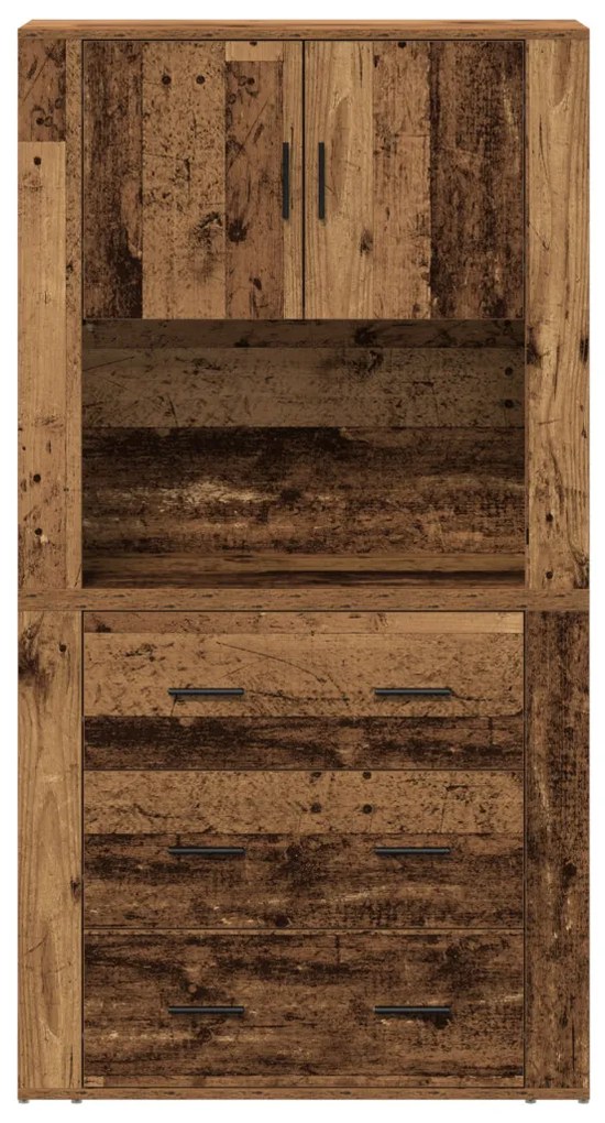 Magas szekrény Régi fa 80x33x150 cm Mérnökelt fa