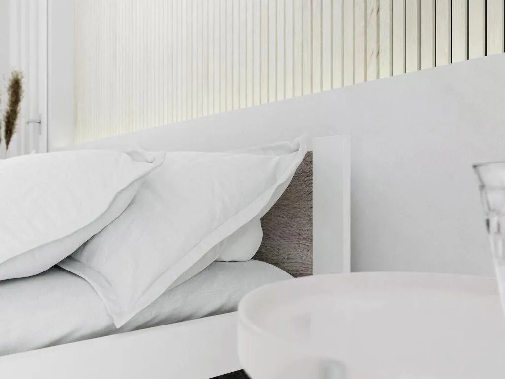 Ágy IKAROS 80 x 200 cm, fehér/szarvasgomba tölgy Ágyrács: Lamellás ágyrács, Matrac: Deluxe 10 cm matrac