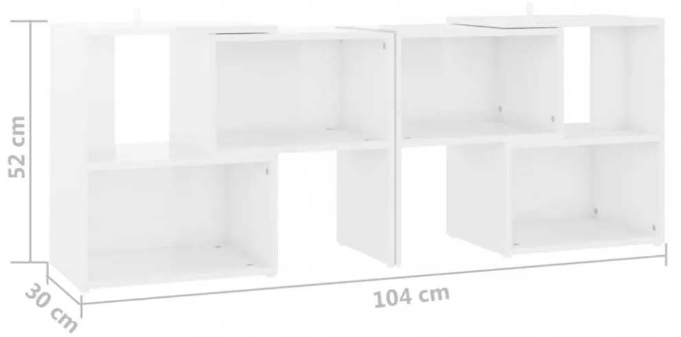 magasfényű fehér szerelt fa TV-szekrény 104 x 30 x 52 cm