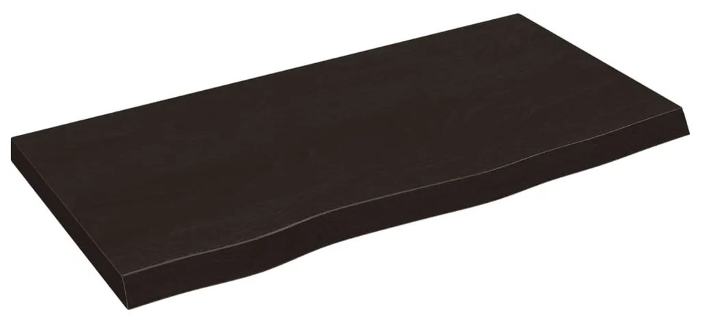 sötétbarna kezelt tömör tölgyfa fali polc 80x40x(2-4) cm