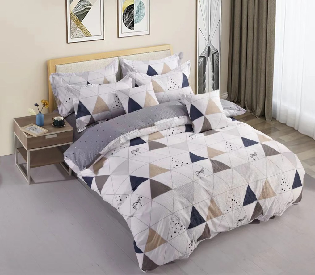 3 részes ágyneműhuzat Krepp polycotton Triangle mix 200x140cm+90x70cm TiaHome