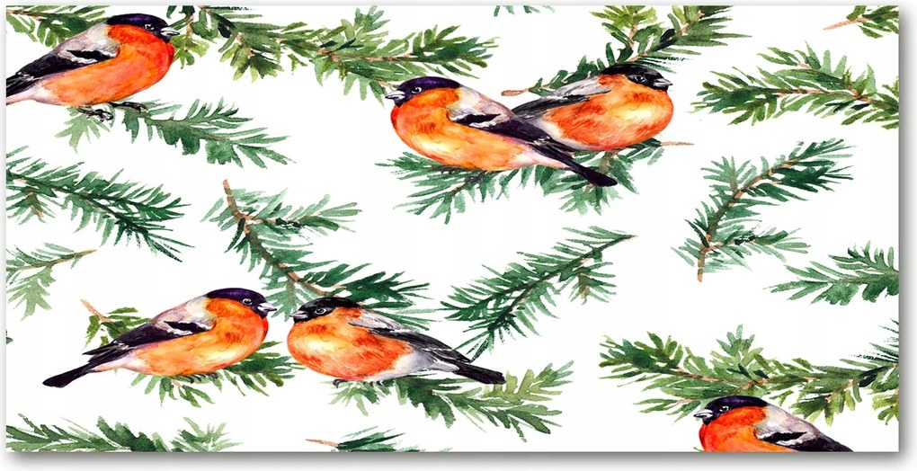 Fotó-üvegkép Vörösbegy a tűleveleken 140x70