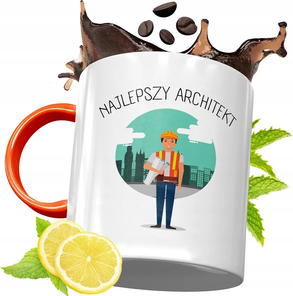 Narancssárga Bögre Építésznek Ajándék fényképes nyomtatással