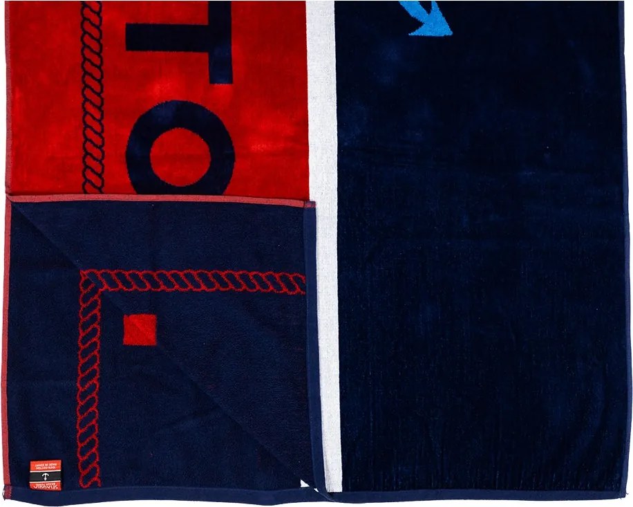 BALATON Strandtörölköző kék-piros 2024 160x86cm