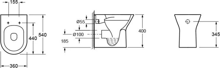 AREZZO design VERMONT álló rimless wc alsó/hátsó kifolyású