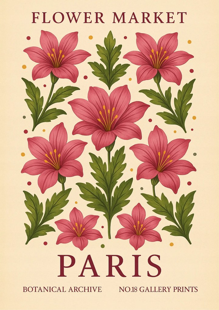 Poszter Virágpiac Párizs A4 21x30 cm