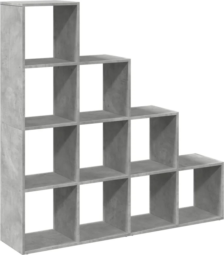 vidaXL 4 szintes betonszürke szerelt fa könyvespolc 131,5x29x131,5 cm