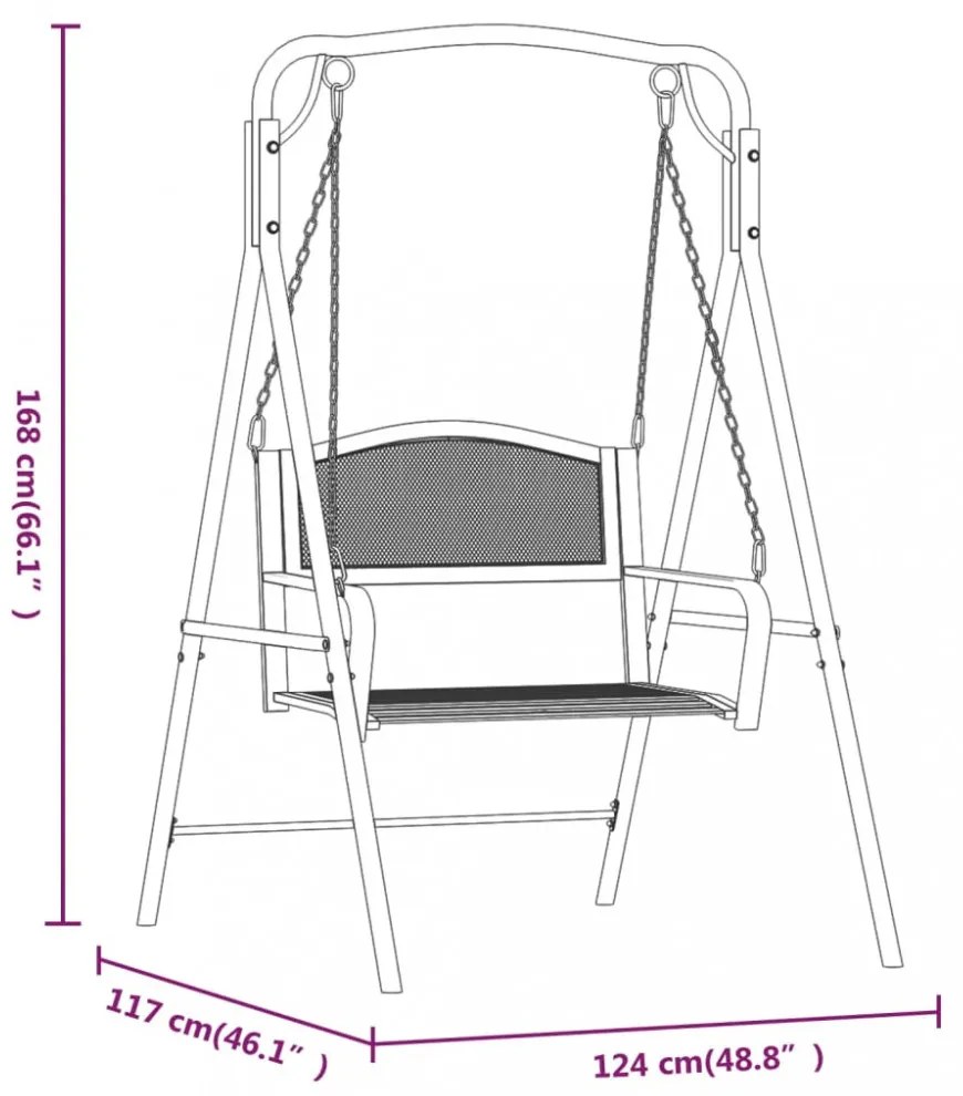 fekete acél hintapad 124 cm