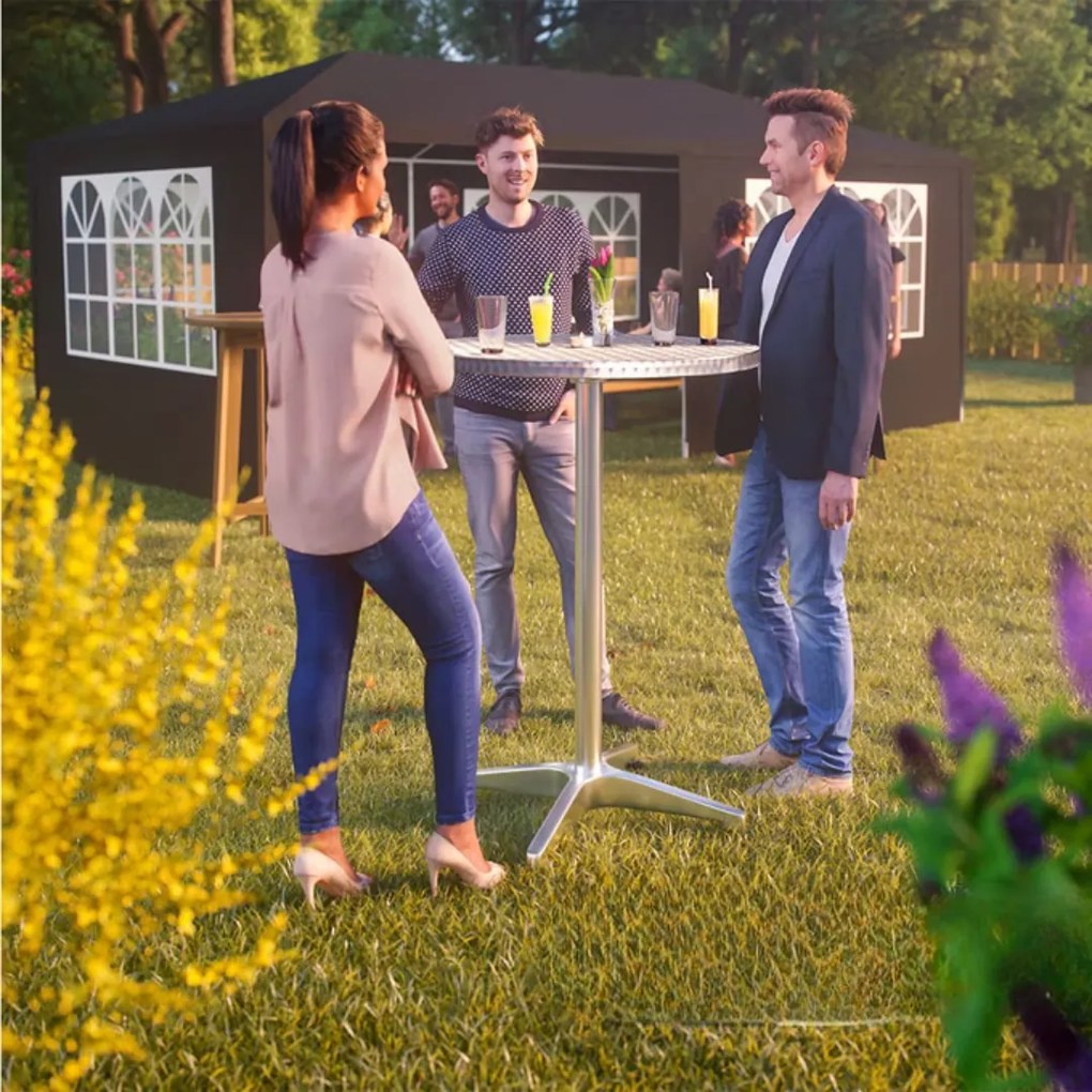 NERO állítható magasságú, alumínium bárasztal, Ø60cm, ezüst Casaria