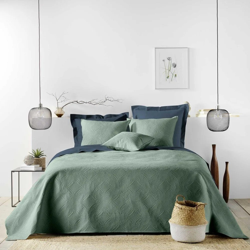 Zöld mikroszálas ágytakaró és párnahuzat szett 240x260 cm Romane – douceur d'intérieur