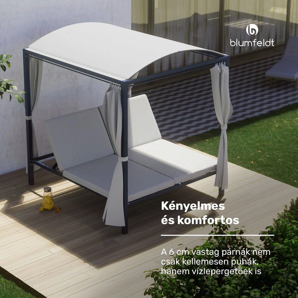 Blumfeldt Eremitage Double XL napozóágy | napvédelem | akár 2 személyes | acélváz | időjárásálló