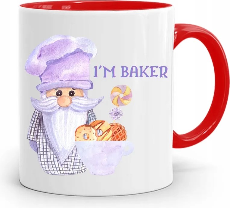 Piros Bögre Péknek IM Baker Ajándék fényképes nyomattal
