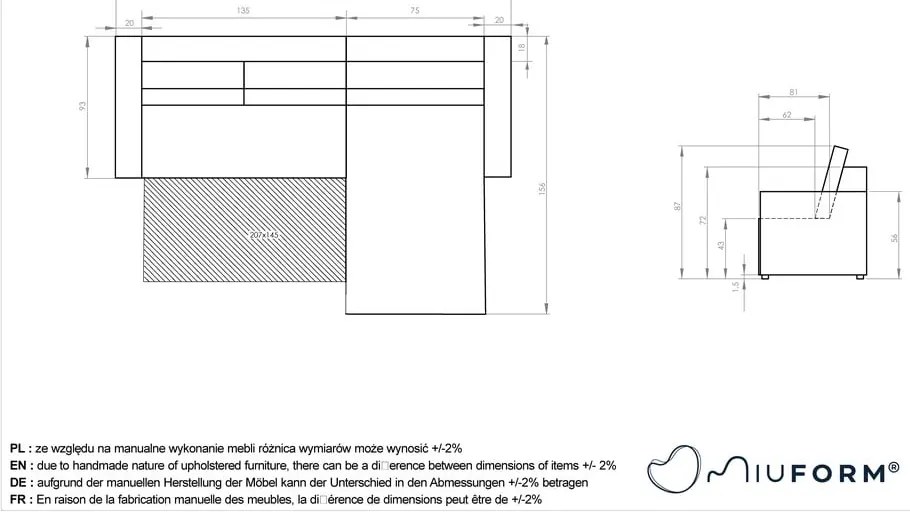 Bézs kordbársony kinyitható sarokkanapé (variálható) Brave Dave – Miuform