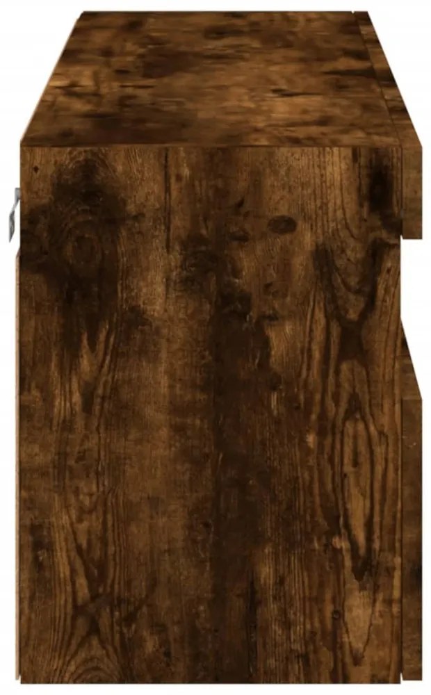 füstös tölgy színű fali TV-szekrény LED-ekkel 100x30x40 cm