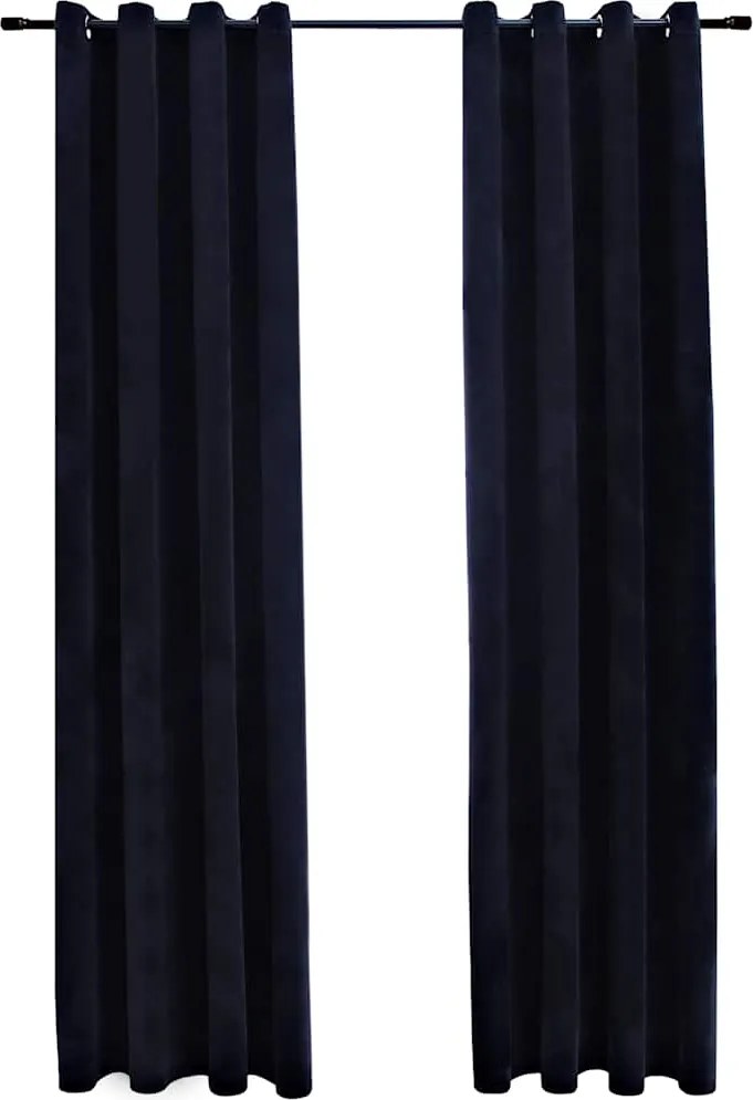 vidaXL 2 db fekete bársony sötétítőfüggöny gyűrűkkel 140 x 175 cm