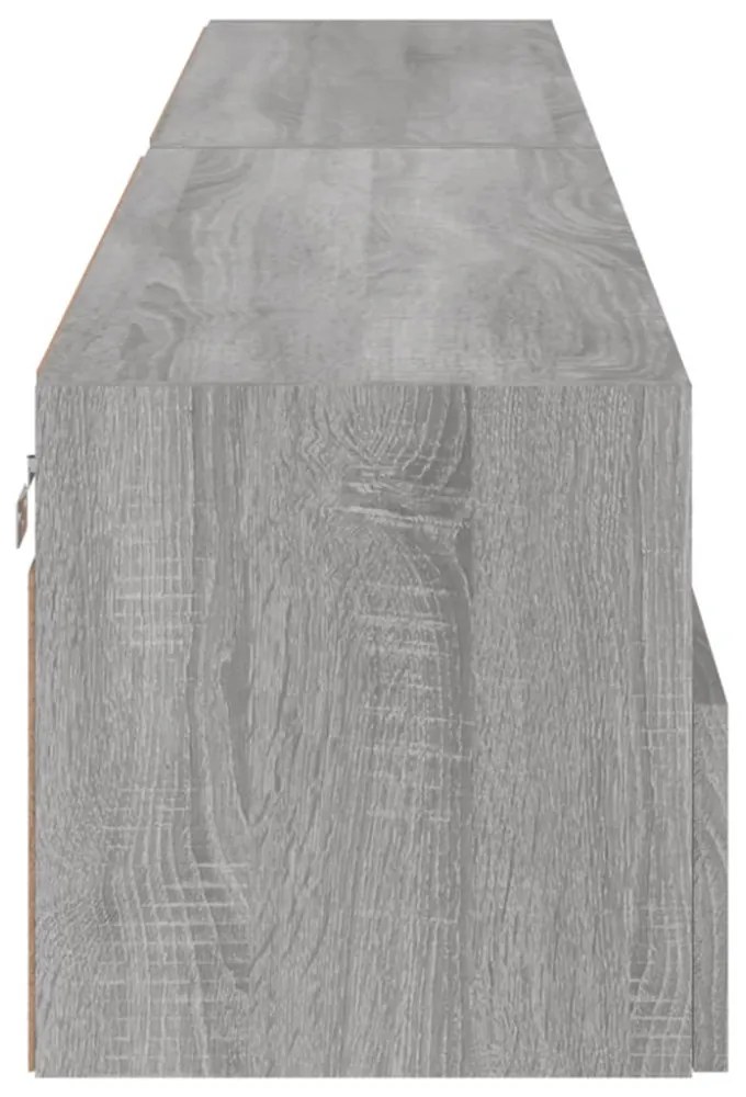 2 db szürke -tölgyszín szerelt fa fali TV-szekrény 100x30x30 cm