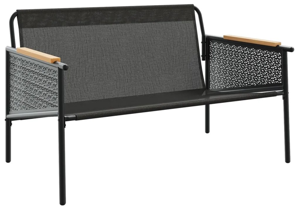 fekete acél kerti pad párnákkal 116 cm