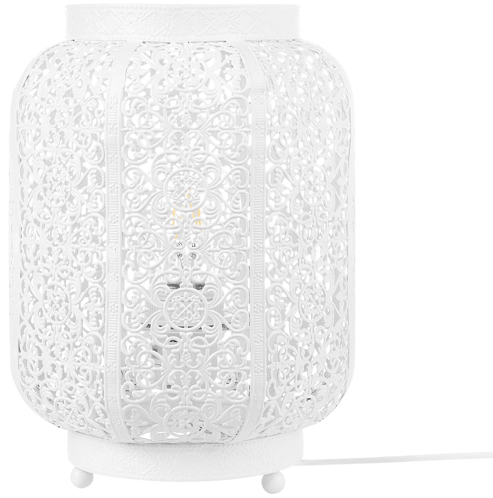 Marokkói fehér fém asztali lámpa 27 cm SOMES Beliani