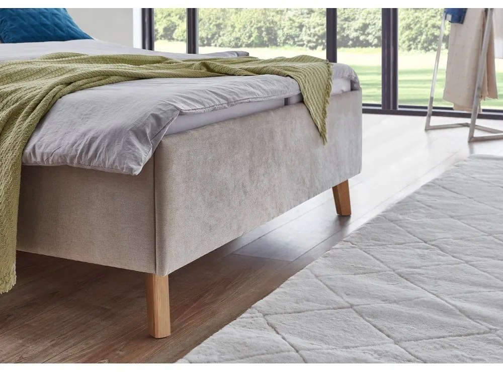 Bézs kárpitozott franciaágy ágyráccsal 140x200 cm Piano – Meise Möbel
