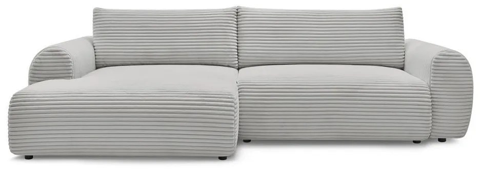 Világosszürke kordbársony kinyitható sarokkanapé (bal oldali) Lucien – Bobochic Paris