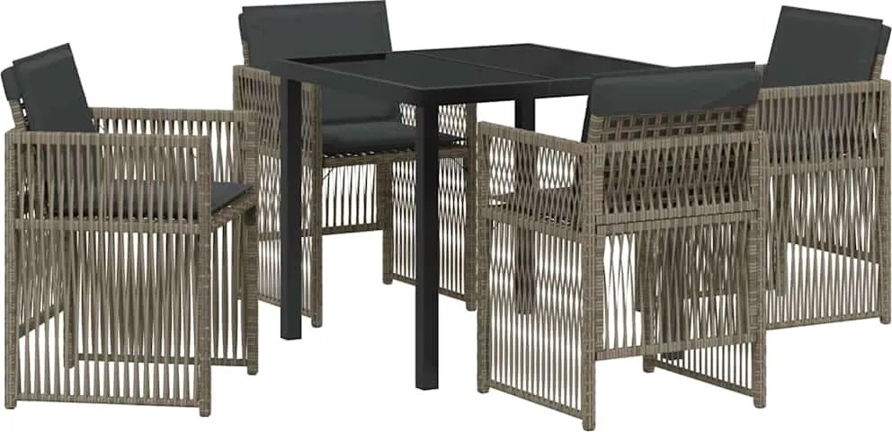 vidaXL Kert étkező szett 5 pcs Szürke Porszórt acél
