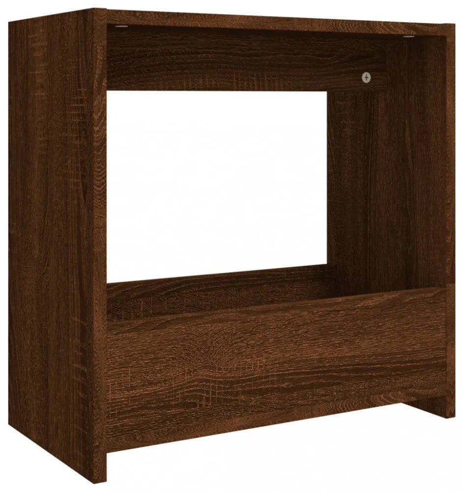 barna tölgyszínű szerelt fa kisasztal 50 x 26 x 50 cm