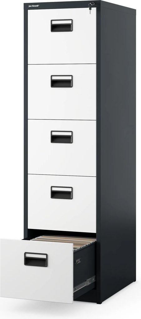 Fém iratszekrény 5 fiókkal, antracit-fehér, 460x1625.5x620 mm: SARA