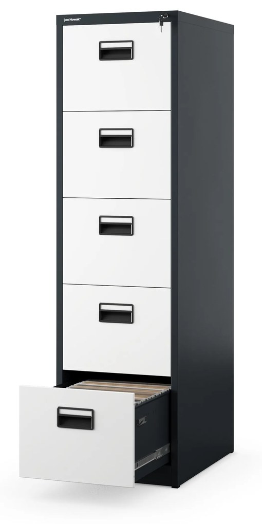 Fém irattartó szekrény, 5 fiókos SARA V5, 460 x 1630 x 620 mm, antracit-fehér
