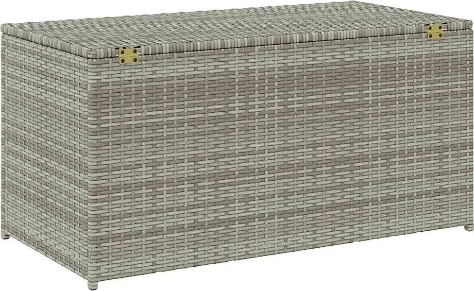 Szürke Polyrattan Kerti Tárolóláda 100 X 50 X 50 Cm