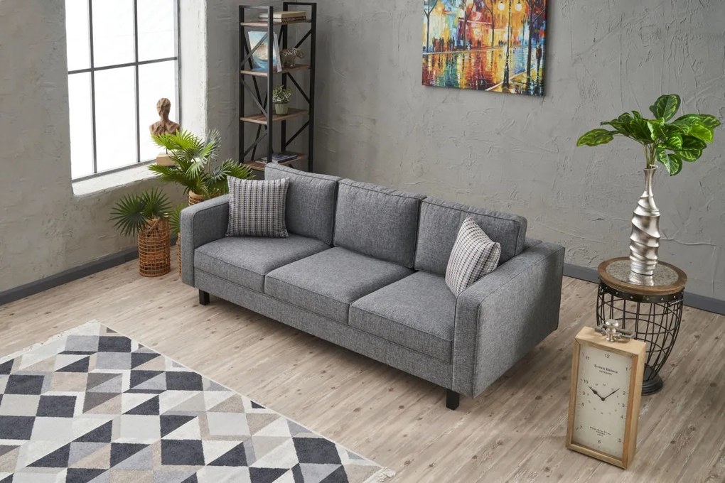 3 személyes kanapé Kale Linen - Szürke