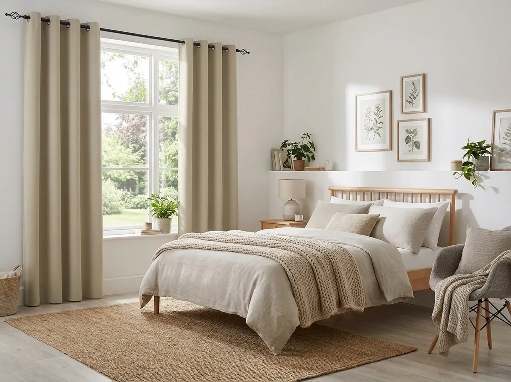OXFORD bézs függöny 140x270 cm Felfüggesztés: Hullámos sínszalag