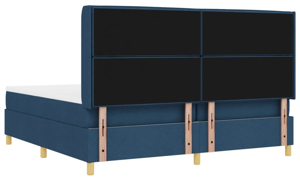 Boxspring Ágy Matraccal és Kék LED-del 200x200 cm Szövet
