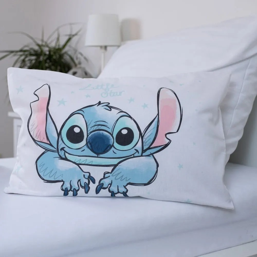 Fehér pamut gyerek ágyneműhuzat babaágyhoz 100x135 cm Lilo and Stitch "White Star" – Jerry Fabrics
