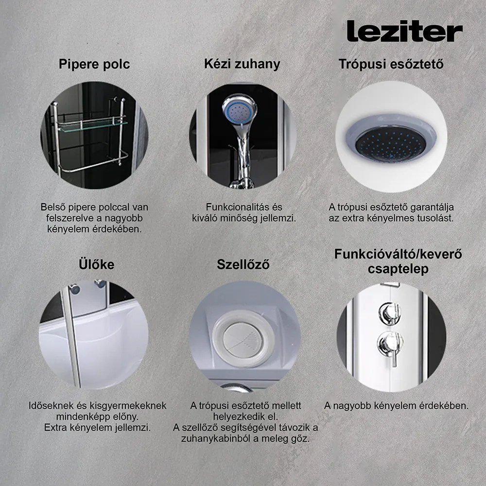 Emilia 135 Hidromasszázs Kádkabin elektonikával Black