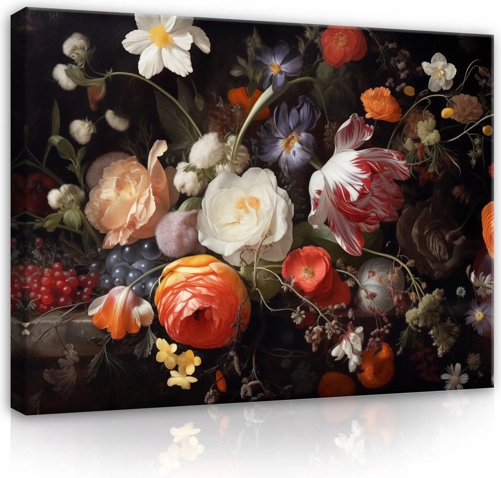 Vászonkép 80x60 Csendélet virág csendélet barokk virágok csokor luxus