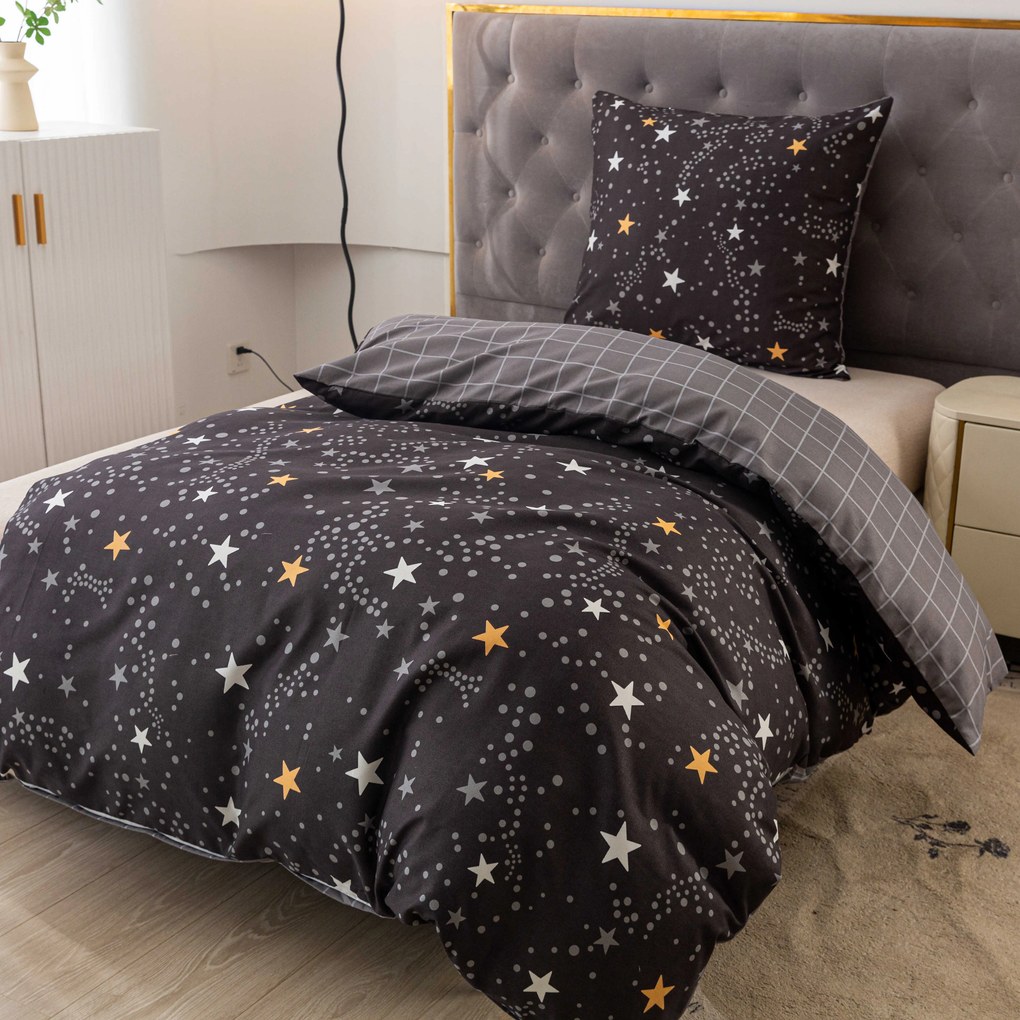 Flanel mikroszálas ágyneműhuzat STELLAR sötétszürke Ágyneműhuzat mérete: 2 db 70 x 90 cm | 200 x 220 cm
