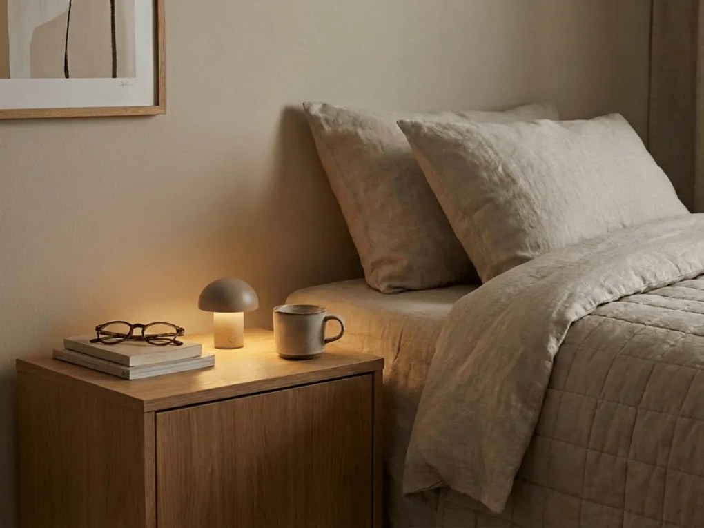 LED asztali lámpa FUNGHI 11,2 cm, barna