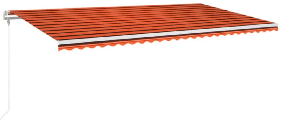 narancssárga-barna szélérzékelős és LED-es napellenző 600x350cm