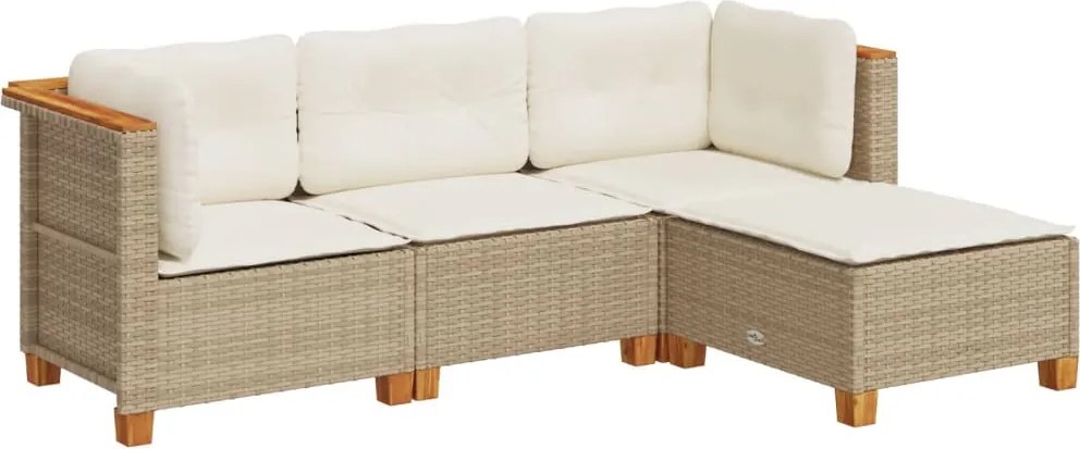 vidaXL 4 részes bézs polyrattan kerti ülőgarnitúra párnákkal