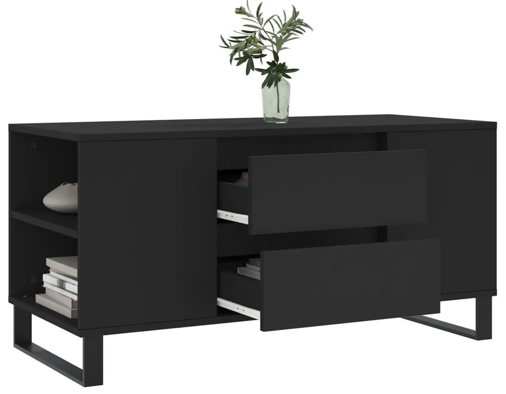 Fekete szerelt fa dohányzóasztal 102x44,5x50 cm