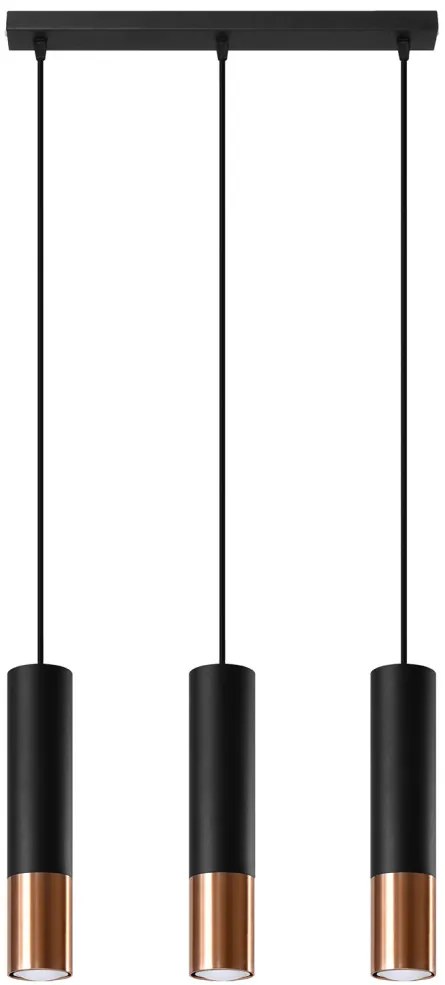 SOLLUX SL-0948 LOOPEZ Hengeres Függesztett Lámpa Fekete, Réz GU10 IP20