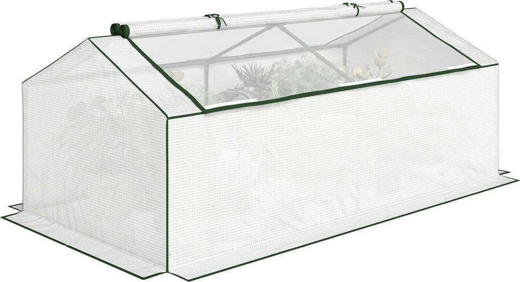 Outsunny fóliás mini üvegház PE hálós ablakkal — téltűrő fóliás üvegház erkélyre és kertbe, paradicsomház, 180 x 90 x 70 cm, fehér | Aosom