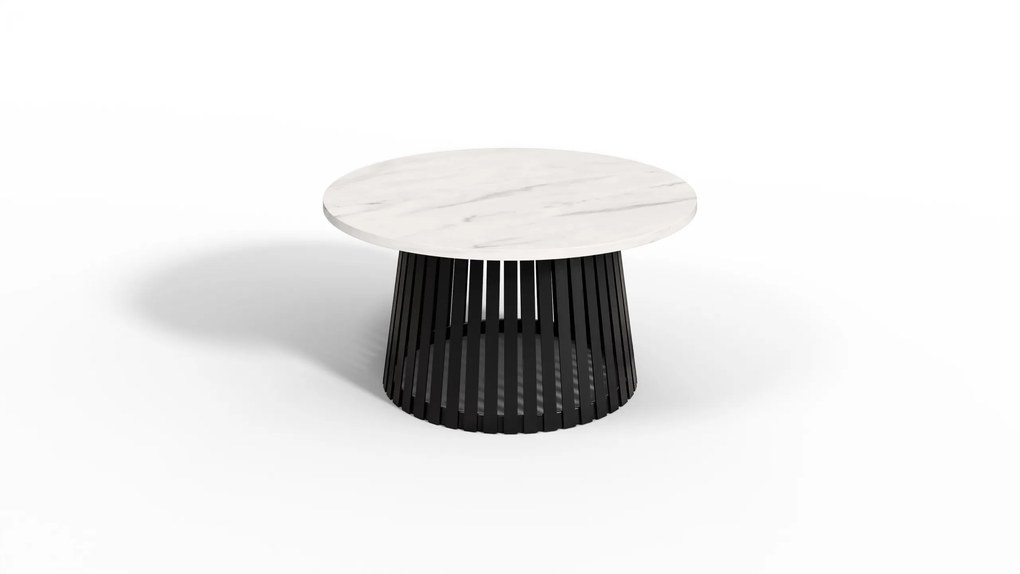 Abel dohányzóasztal 58 cm márvány világos – modern kerek dohányzóasztal a nappaliba