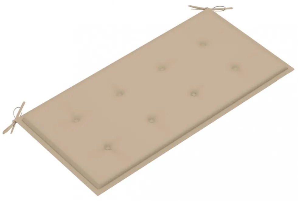 tömör tíkfa kerti pad bézs párnával 112 cm