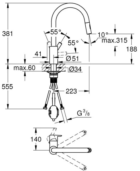 GROHE 31486001 - FEEL mosogatócsaptelep, fényes króm